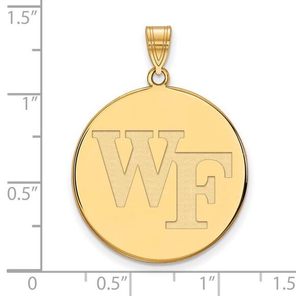 14k Yellow Gold Wake Forest U. XL 'WF' Disc Pendant